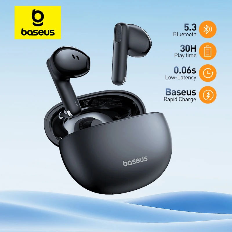 Baseus Bowie E12 Wireless Earphones Bluetooth 5.3 Headphone 30h Playtime 0.06s Low-Latency Mini